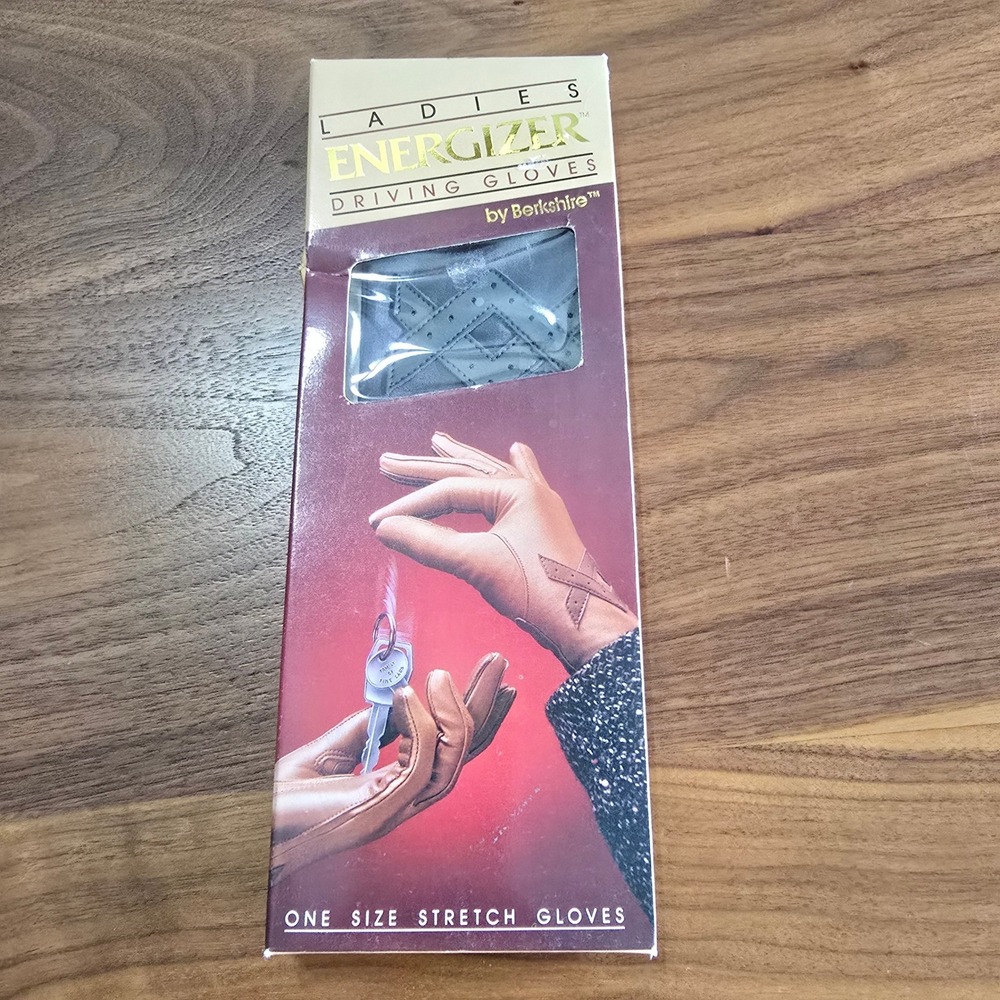 Berkshire Energizer Driving Gloves Ladies One Size Grey Stretch Vinyl Trim NIB